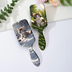 Lot de brosses à cheveux massantes à coussin d'air avec motif chat pour femmes