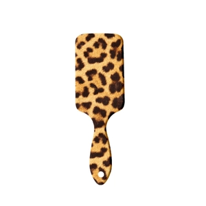 Large leopard print cushion hairbrush with a square head and ergonomic handle