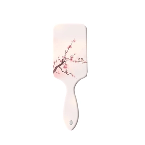 Floral air cushion massage hairbrush with elegant plum blossom and birds print
