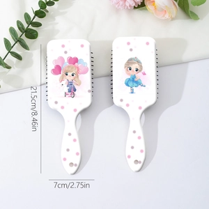 Lot de brosses à cheveux massantes à coussin d'air avec motif fille de 21,5x7cm