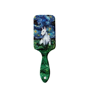 Van Gogh Sternennacht Haarbürste mit Bullterrier-Druck und Anti-Knoten-Luftkissen-Effekt