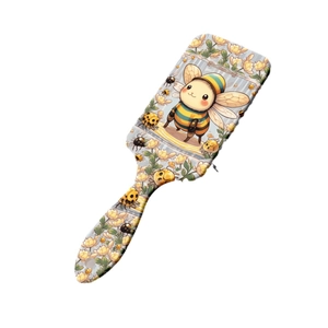 Brosse à cheveux plate avec motif abeille et coussin d'air pour démêler les cheveux