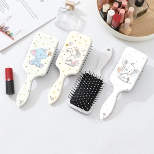 Brosses à cheveux avec motif éléphant mignon et coussin d'air pour massage du cuir chevelu