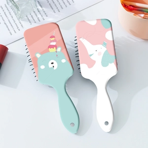 Cute Cartoon Bear Elephant Print Air Cushion Massage Hair Brush Scalp Massage Paddle Comb For Girls Student Dormitory Travel