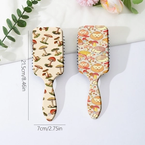 Spazzola districante a cuscino d'aria con stampe di funghi e ricci, lunghezza 21,5 cm