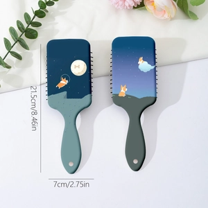 Brosse à cheveux pneumatique avec motif corgi mignon pour massage du cuir chevelu