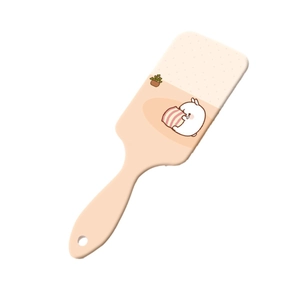 Cute cartoon rabbit hair brush with cream-colored cushion for scalp massage
