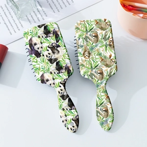 Cute Panda Sloth Jungle Print Air Cushion Hairbrush For Women Detangling Paddle Brush ABS Massage Comb Hair Styling Tool