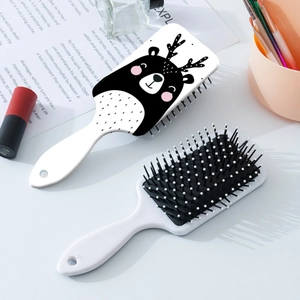 Brosse à cheveux pneumatique avec motif d'ours mignon et picots de massage noirs