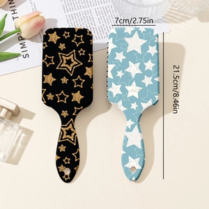 Ensemble de brosses à cheveux massantes à coussin d'air avec motif étoiles noires et bleues