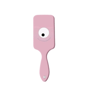 Pink cartoon air cushion hairbrush with large eye monster design and massage bristles