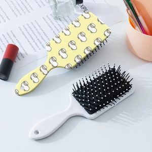 Cartoon sheep pattern hair cushion brush set with massage bristles and yellow handle
