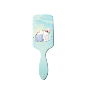 Brosse à cheveux pneumatique bleu clair avec lapin mignon pour massage du cuir chevelu