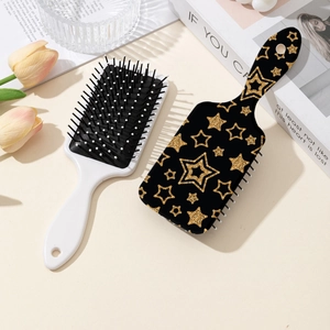 Brosses à cheveux à coussin d'air ciel étoilé en noir et blanc avec picots de massage