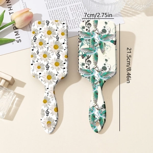 Floral print hair cushion brushes for scalp massage and detangling, 2-piece set