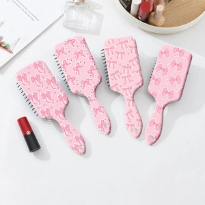 Lot de brosses à cheveux à nœud rose pour démêlage et massage du cuir chevelu