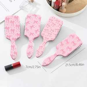 Lot de brosses à cheveux roses à motif nœud avec picots anti-nœuds pour massage