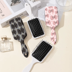 Lot de brosses à cheveux à imprimé nœud pour massage du cuir chevelu et coiffage