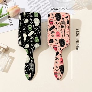 Lot de brosses à cheveux de massage motif Halloween rétro crâne et monstres 21.5cm