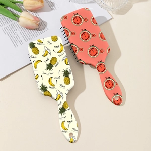 Brosse à cheveux massante avec imprimés pastèque et ananas en matériau ABS pour soin du cuir chevelu