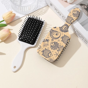 Floral ocean print massage air cushion hairbrush with ergonomic handle and soft bristles