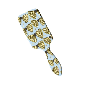 Blue leopard bow print paddle hairbrush with massage air cushion and ergonomic handle