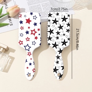 Colorful star print hair brush set with ergonomic handles and massage air cushion