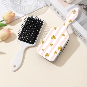 Niedliches rosa Haarbürsten-Set mit Herzmuster und weichem Luftkissen für Mädchen