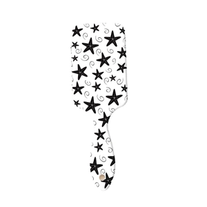 Star pattern air cushion hair brush with minimalist black and white starfish print design