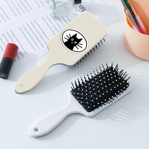 Lot de brosses à cheveux avec imprimé chat mignon et coussin de massage blanc crème