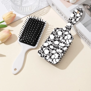 Star and skull print air cushion hairbrush set with massage bristles and hangable handles