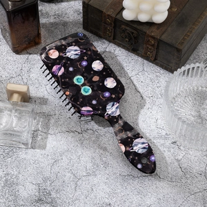 Galaxy Planet Print ABS Air Cushion Massage Comb Detangling Paddle Brush Professional Hair Care Scalp Massage Tool