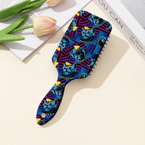 Punk animal print air cushion massage paddle brush with colorful pop art dog and cat design