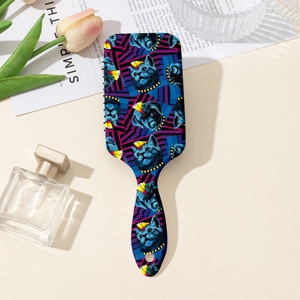 Punk animal print air cushion hairbrush with blue dog graphic and ergonomic handle