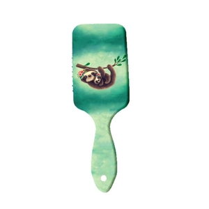 Cartoon Faultier bedruckte Haarbürste mit Teal-Aquarell-Verlauf für Kopfhautmassage