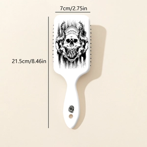 Detailed dimensions of the skull print hair brush with ergonomic handle and soft bristles