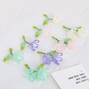Handmade woven crystal pearl flower pendants for DIY jewelry making in pastel colors
