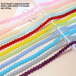 Close-up of 8mm colorful macaron glass beads for DIY bracelet and jewelry making