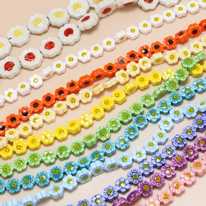 Vintage Ceramic Flower Smiley Face Beads DIY Jewelry Making Accessories For Bracelet Necklace Phone Chain Mixed Colors