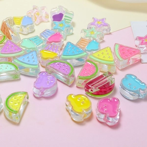 Summer acrylic resin beads in fruit and bear shapes for DIY jewelry making