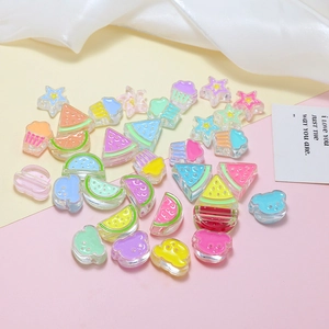 Colorful macaron acrylic beads in cartoon shapes for DIY jewelry making accessories