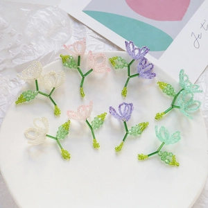 Handmade Beaded Gradient Flower Charms DIY Jewelry Making Accessories For Necklace Earrings Korean Style Floral Pendant
