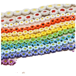 Colorful ceramic flower beads with smiley face for DIY jewelry making accessories