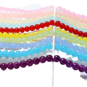 Vibrant 8mm macaron colorful round glass beads set for DIY jewelry and bracelet making