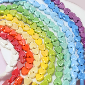 Colorful Ceramic Heart Beads Glazed Loose Beads For DIY Jewelry Making Bracelet Necklace Handmade Craft Supplies
