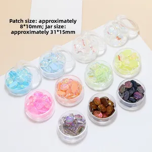 Mini crystal glass water ripple jelly resin charms 8x10mm in round plastic jars