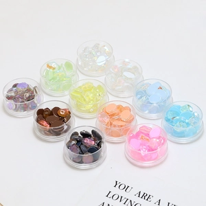 DIY colorful jelly aurora crystal glass rhinestones in 10-compartment round storage box