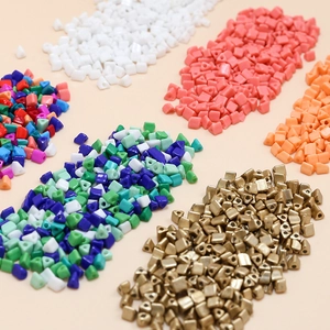 4mm colorful triangular tube beads for DIY jewelry making in various matte and metallic finishes