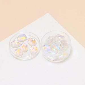 Close-up of iridescent jelly crystal stones for DIY jewelry and nail art crafts