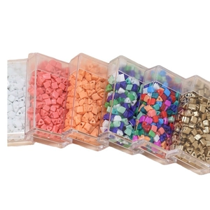 Colorful 4mm triangle seed beads in clear storage boxes for DIY jewelry making sets